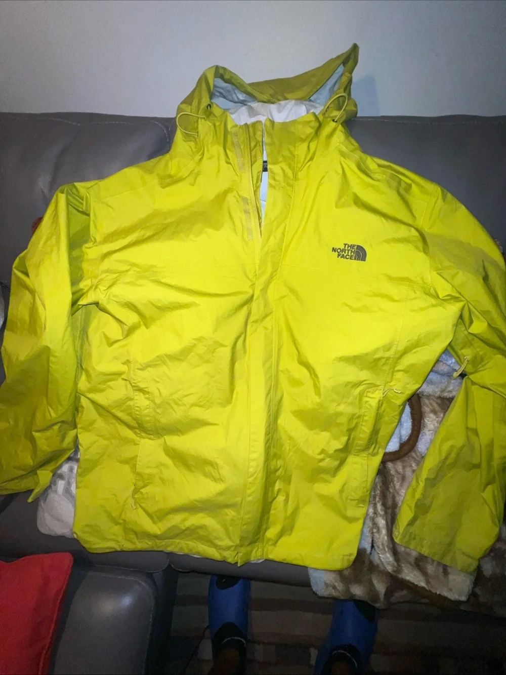 The North Face Bright Neon Yellow Hooded Rain Shell